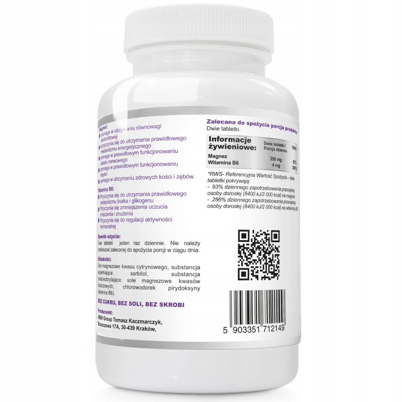 MAGNEZ STRONG FORTE 350mg + WITAMINA B6 120kaps WISH wsparcie SKURCZE STRES