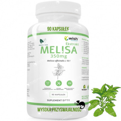 MELISA 350mg LIŚCIE EKSTRAKT 90 kaps - WISH wsparcie ZDROWY SEN USPOKOJENIE