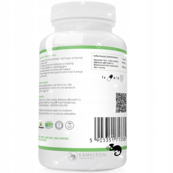 MELISA 350mg LIŚCIE EKSTRAKT 90 kaps - WISH wsparcie ZDROWY SEN USPOKOJENIE MELISA 350mg LIŚCIE EKSTRAKT 90 kaps - WISH wsparcie ZDROWY SEN USPOKOJENIE