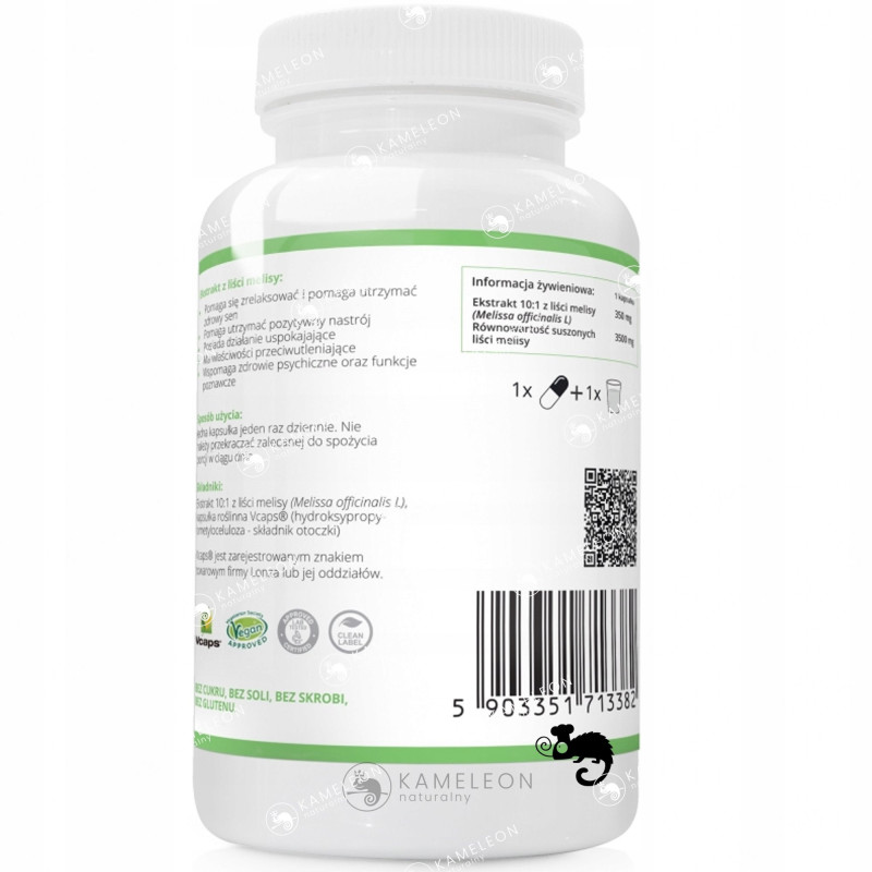 MELISA 350mg LIŚCIE EKSTRAKT 90 kaps - WISH wsparcie ZDROWY SEN USPOKOJENIE