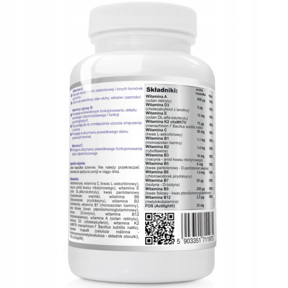 MULTIWITAMINA COMPLEX FORTE K2+D3 A E C witaminy z grupy B 120kaps WISH MULTIWITAMINA COMPLEX FORTE K2+D3 A E C witaminy z grupy B 120kaps WISH