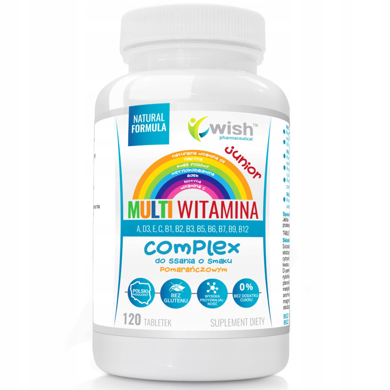 MULTIWITAMINA COMPLEX JUNIOR DO SSANIA D3 A E C wit z grupy B 120kaps WISH