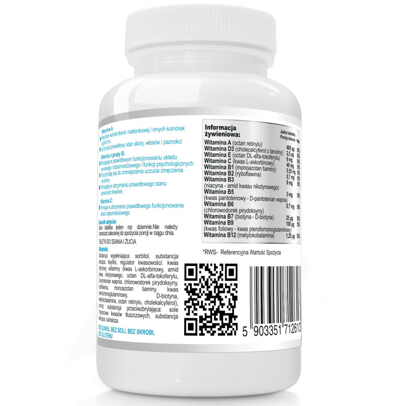 MULTIWITAMINA COMPLEX JUNIOR DO SSANIA D3 A E C wit z grupy B 120kaps WISH