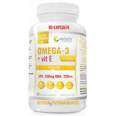 OMEGA 3 1000mg +WITAMINA E 90kaps WISH wsparcie SERCE PAMIĘĆ KONCENTRACJA