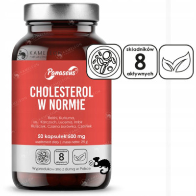 Panaseus CHOLESTEROL W NORMIE Reishi Kurkuma Karczoch Imbir Ruszczyk 50kaps