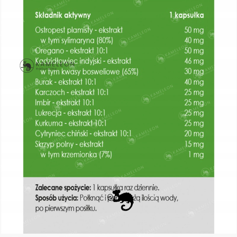 Panaseus FORMUŁA NA TRAWIENIE Ostropest Oregano Imbir Kurkuma Karczoch 50ks