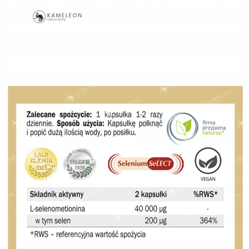 SELEN FORMA ORGANICZNA 90kaps YANGO wsparcie: ODPORNOŚĆ TARCZYCA WŁOSY