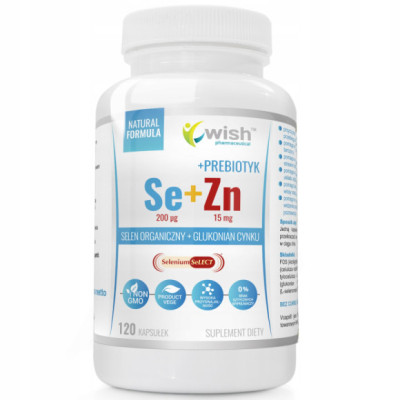 SELEN ORGANICZNY 200mcg + CYNK 15mg + PREBIOTYK Se+Zn 120 kaps. wege WISH