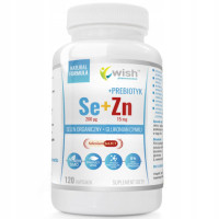 SELEN ORGANICZNY 200mcg + CYNK 15mg + PREBIOTYK Se+Zn 120 kaps. wege WISH