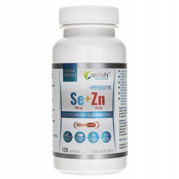 SELEN ORGANICZNY 200mcg + CYNK 15mg + PREBIOTYK Se+Zn 120 kaps. wege WISH SELEN ORGANICZNY 200mcg + CYNK 15mg + PREBIOTYK Se+Zn 120 kaps. wege WISH