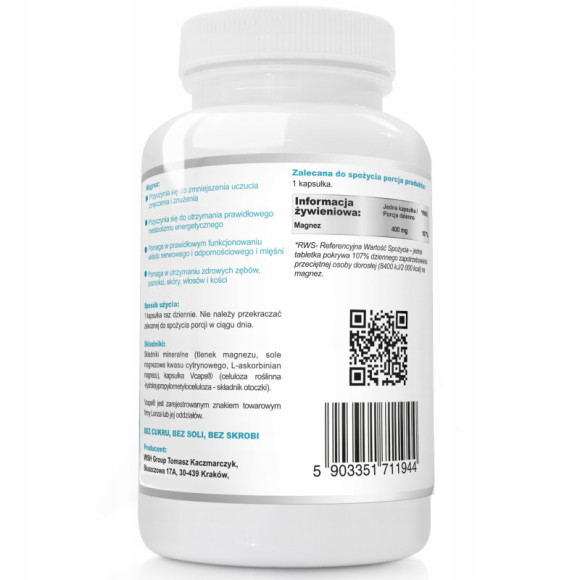 TRIO MAGNESIUM complex 400mg MAGNEZ 3 FORMY 120 kapsułek TRIO MAGNESIUM complex 400mg MAGNEZ 3 FORMY 120 kapsułek