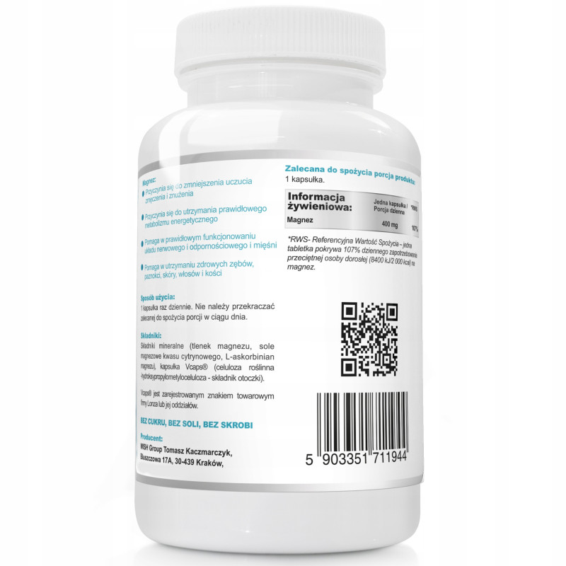 TRIO MAGNESIUM complex 400mg MAGNEZ 3 FORMY 120 kapsułek