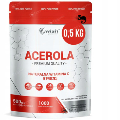 WISH ACEROLA NATURALNA WITAMINA C Premium Quality w proszku 500G 0,5KG