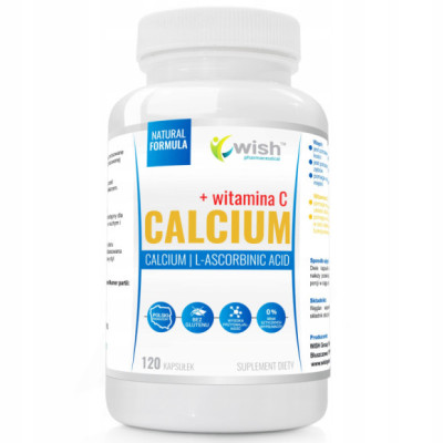 WISH CALCIUM + WITAMINA C WAPŃ 400mg 50% RSW 120 kaps na 2 miesiące