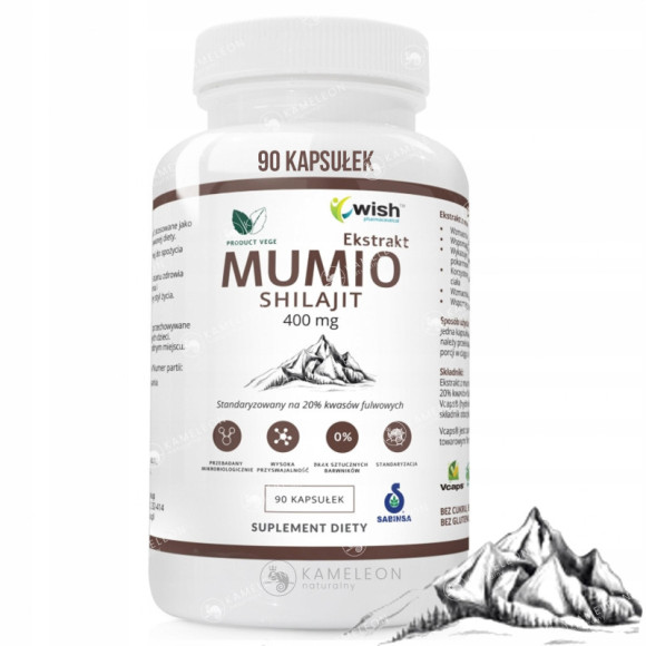 WISH MUMIO Himalajskie SHILAJIT 400mg 90kaps wsparcie WZNOCNIENIE ODPORNOŚĆ WISH MUMIO Himalajskie SHILAJIT 400mg 90kaps wsparcie WZNOCNIENIE ODPORNOŚĆ