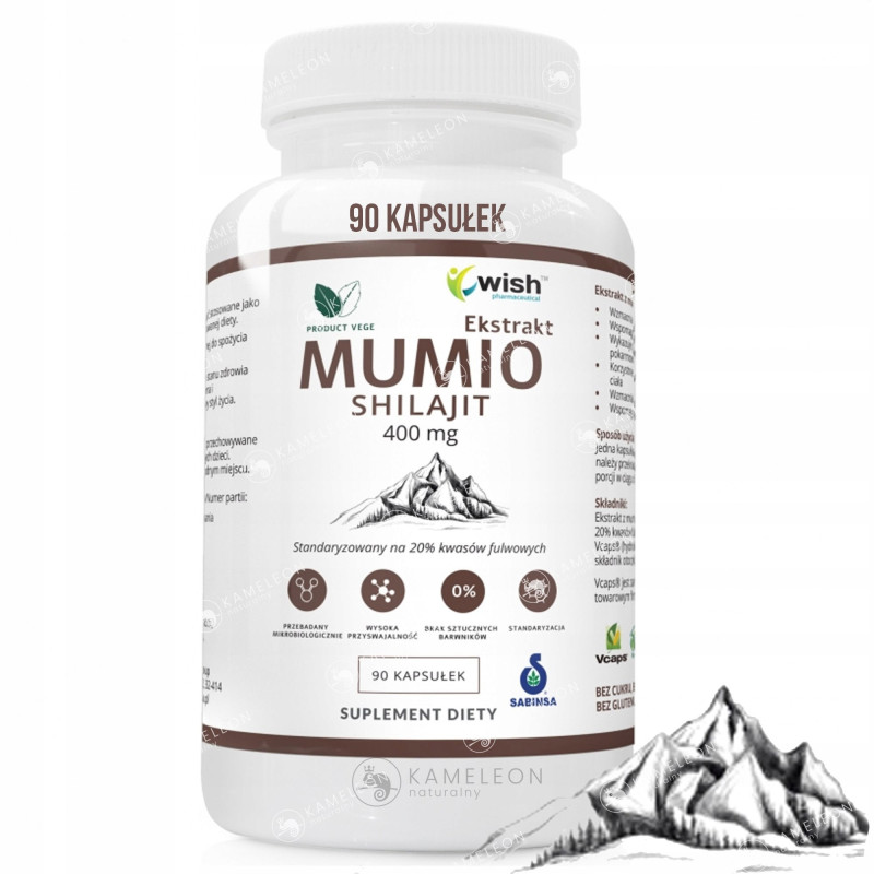 WISH MUMIO Himalajskie SHILAJIT 400mg 90kaps wsparcie WZNOCNIENIE ODPORNOŚĆ