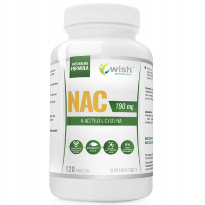 WISH NAC 190mg N-acetylo-Lcysteina pomoc GRYPA INFEKCJE ODKRZUSZANIE 120tab
