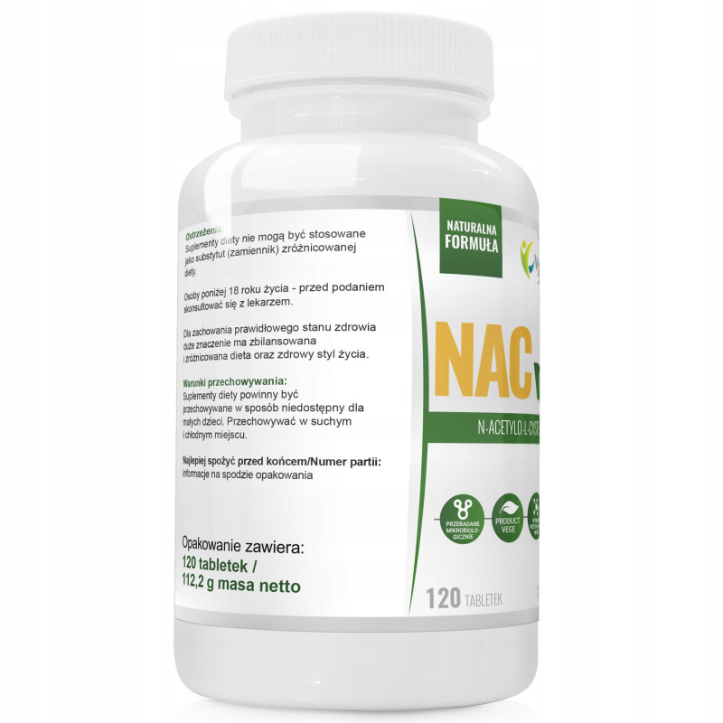 WISH NAC 190mg N-acetylo-Lcysteina pomoc GRYPA INFEKCJE ODKRZUSZANIE 120tab