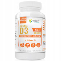 WISH WITAMINA D3 4000IU 100mikrogram w oleju z krokosza 120kaps wsparcie ODPORNOŚĆ