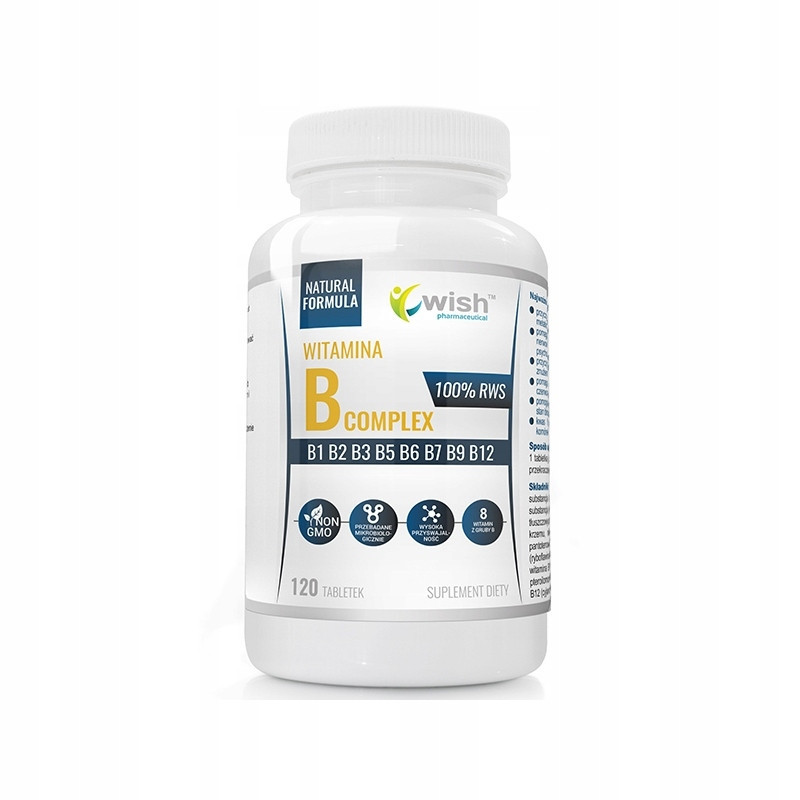 WITAMINA B COMPLEX witaminy: B1 B2 B3 B5 B6 B7 B9 B12 100% RWS 120tbl WISH