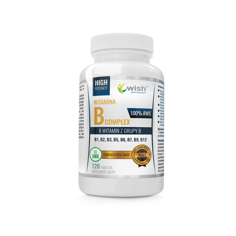 WITAMINA B COMPLEX witaminy: B1 B2 B3 B5 B6 B7 B9 B12 100% RWS 120tbl WISH