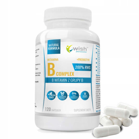 WITAMINA B COMPLEX witaminy: B1 B2 B3 B5 B6 B7 B9 B12 200% RWS 120tbl WISH WITAMINA B COMPLEX witaminy: B1 B2 B3 B5 B6 B7 B9 B12 200% RWS 120tbl WISH