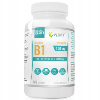 WITAMINA B1 100mg TIAMINA + PREBIOTYK 120 kaps WISH wsparcie: UKŁAD NERWOWY