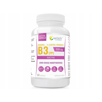 WITAMINA B3 500mg 60kaps PP NIACYNA KWAS NIKOTYNOWY WISH wsparcie U.NERWOWY