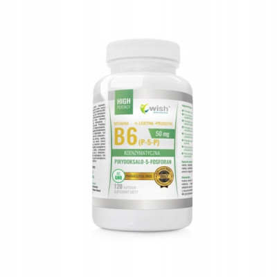 WITAMINA B6 KOENZYMATYCZNA (P-5-P) 50mg 120kaps +PREBIOTYK + L.LEUCYNA WISH