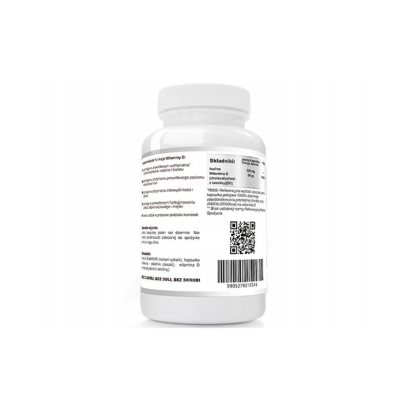 WITAMINA D3 2000IU 50mikrogram + PREBIOTYK 120 kapsułek WISH wsparcie ODPORNOŚĆ