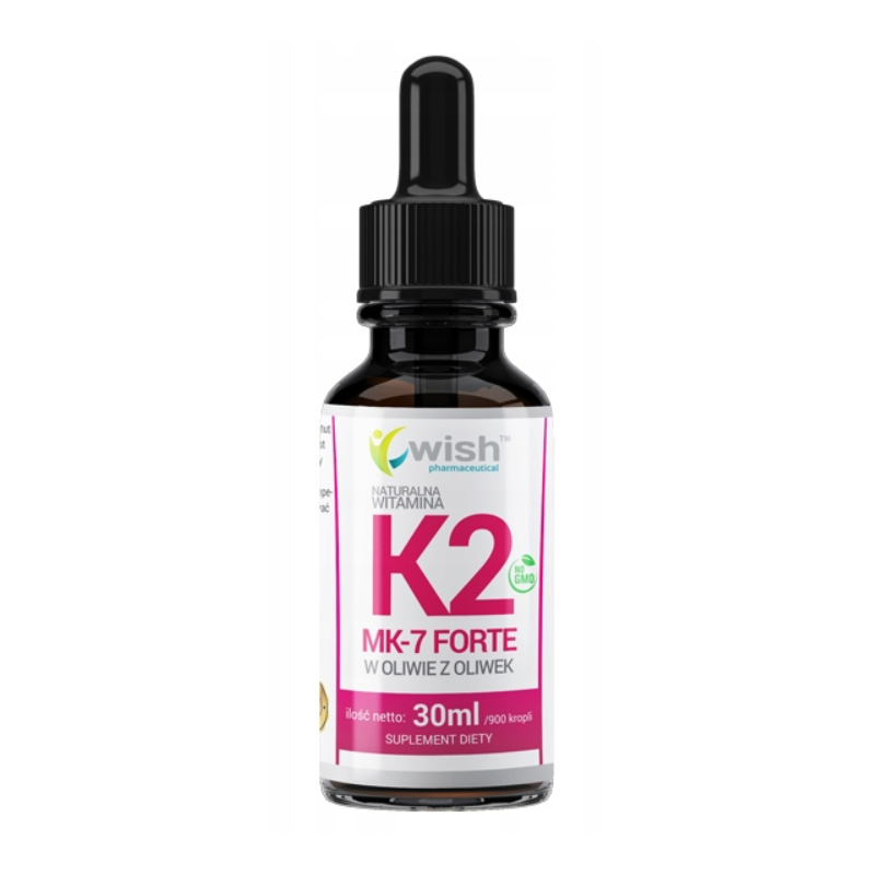 WITAMINA K2 MK7 FORTE Z NATTO 50mikrogram W KROPLACH 30ml 450 dziennych dawek WISH