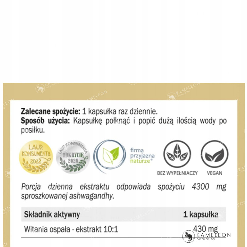 Yango ASHWAGANDHA żeń-szeń indyjski ekstrakt 90kps wsparcie: STRES NIEPOKÓJ