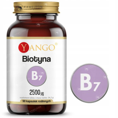 Yango BIOTYNA witamina B7 2500ug wsparcie: WŁOSY SKÓRA PAZNOKCIE 90kaps