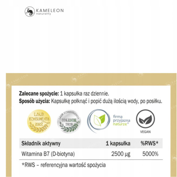 Yango BIOTYNA witamina B7 2500ug wsparcie: WŁOSY SKÓRA PAZNOKCIE 90kaps Yango BIOTYNA witamina B7 2500ug wsparcie: WŁOSY SKÓRA PAZNOKCIE 90kaps