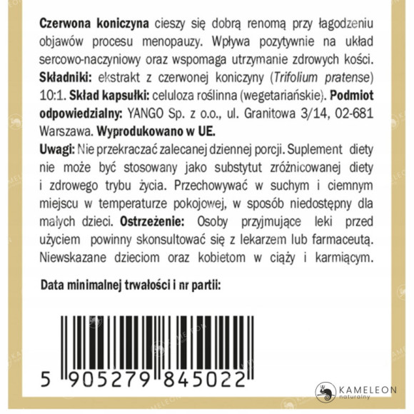Yango CZERWONA KONICZYNA wsparcie: MENOPAUZA UKŁAD KRĄŻENIA CIŚNIENIE 90kps Yango CZERWONA KONICZYNA wsparcie: MENOPAUZA UKŁAD KRĄŻENIA CIŚNIENIE 90kps