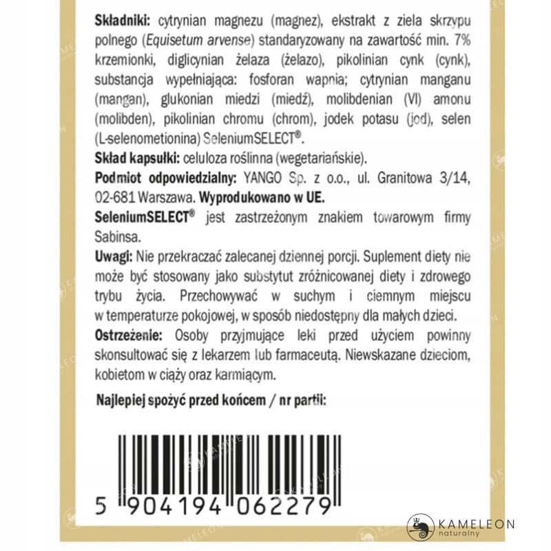 Yango KOMPLEKS MINERAŁÓW MINERAŁY Magnez Żelazo Cynk Miedź Mangan Selen 90k