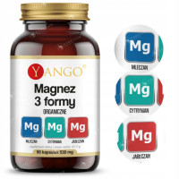 Yango MAGNEZ ORGANICZNY 3 FORMY MLECZAN CYTRYNIAN JABŁCZAN Magnezu 90 kaps