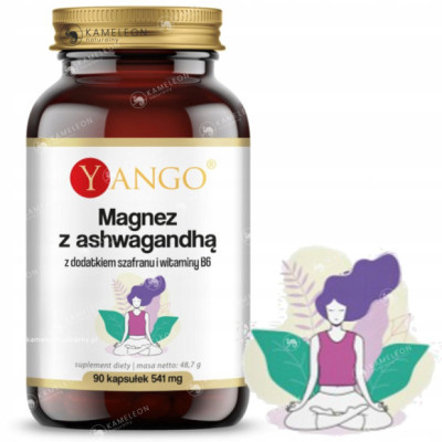Yango MAGNEZ Z ASHWAGANDHĄ + WIT B6 + SZAFRAN wsparcie: STRES ZMĘCZENIE 90k