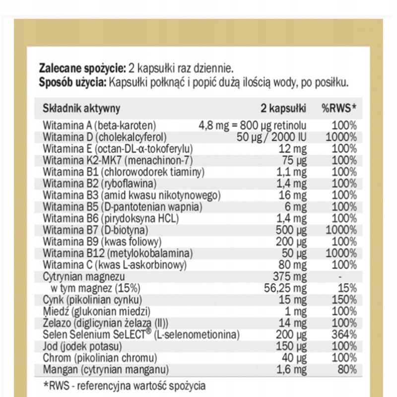 Yango MULTIWITAMINA DLA MĘŻCZYZN witaminy minerały 90 kapsułek na 3 m-ce