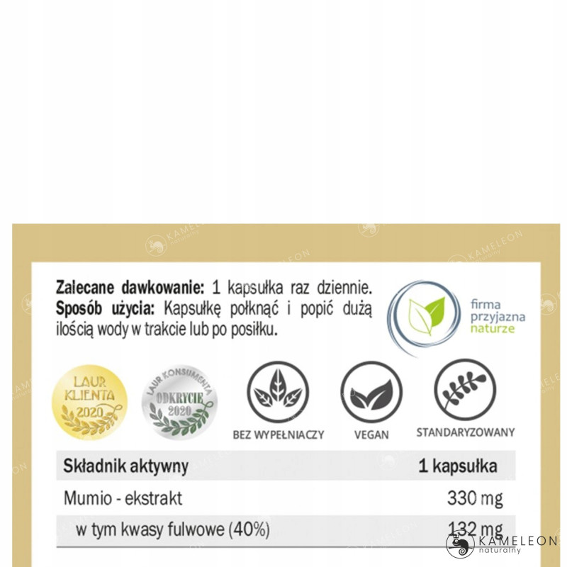Yango MUMIO SHILAJIT 40% KWASÓW FULWOWYCH wsparcie: ODPORNOŚC MŁODOSĆ 90kps