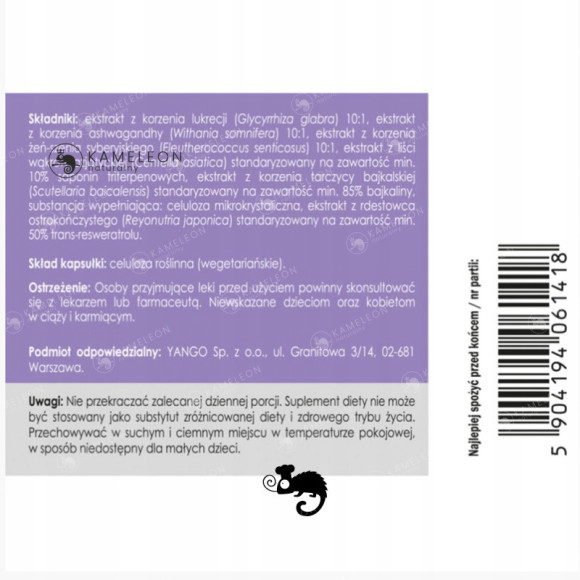 YANGO Panaseus MOJA TARCZYCA 430mg 50kaps Żeń-szeń Ashwagandha Gotu-Kola