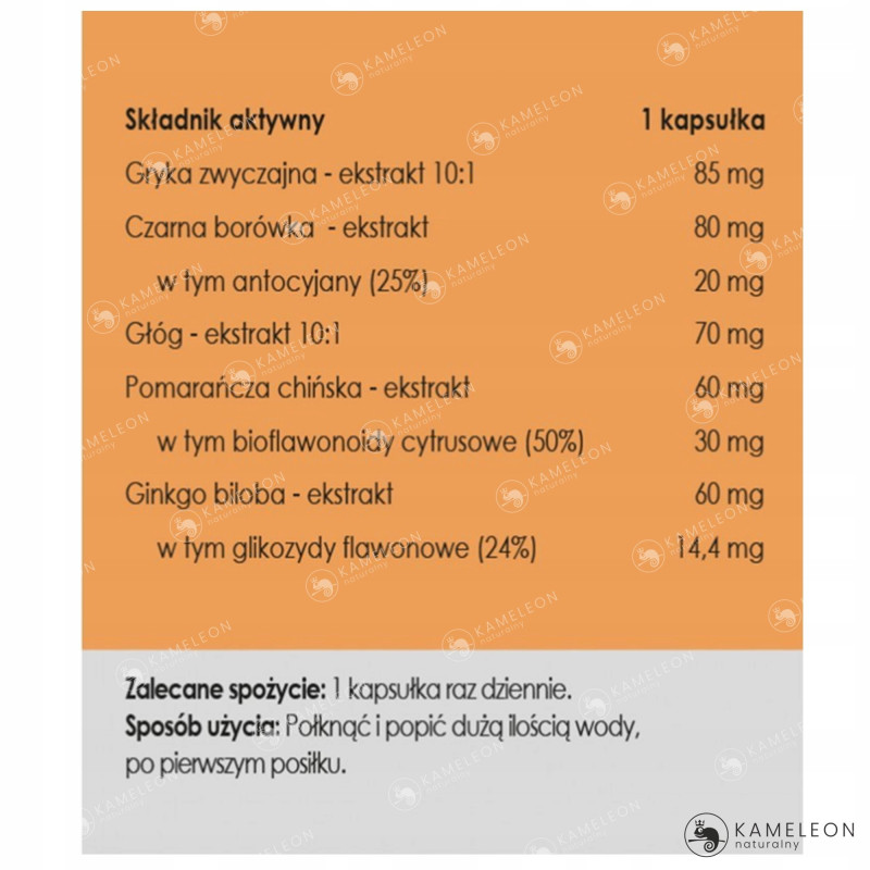 Yango SZUMY USZNE 490mg preparat roślinny ginkgo biloba głóg borówka 50kaps