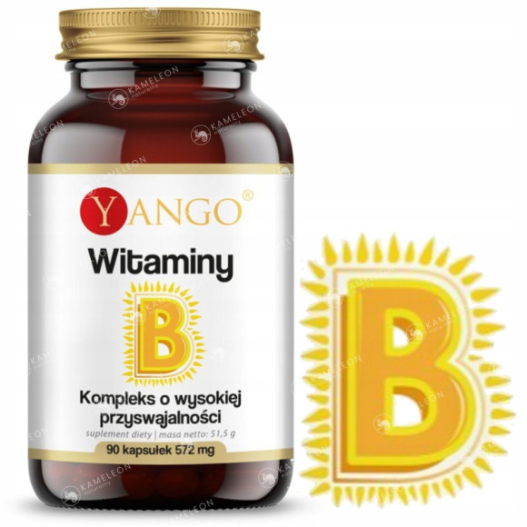 Yango WITAMINY B KOMPLEKS WITAMIN Z GRUPY B wysoka przyswajalność 90kaps Yango WITAMINY B KOMPLEKS WITAMIN Z GRUPY B wysoka przyswajalność 90kaps