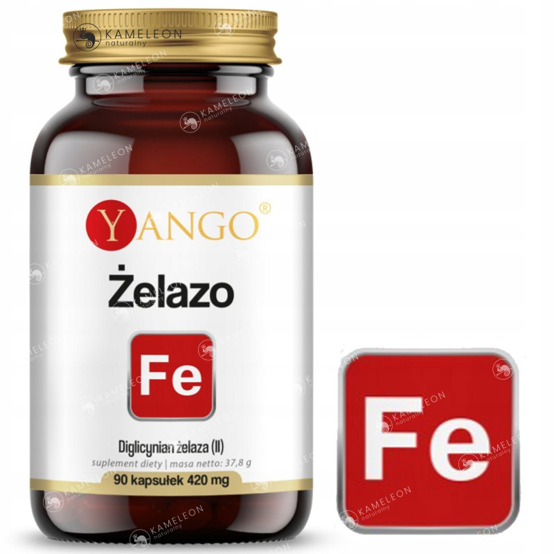 Yango ŻELAZO 420mg Diglicynian wsparcie: CZERWONE KRWINKI HEMOGLOBINA 90kps