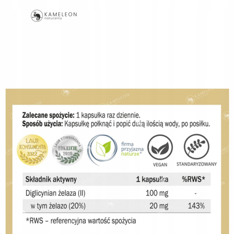 Yango ŻELAZO 420mg Diglicynian wsparcie: CZERWONE KRWINKI HEMOGLOBINA 90kps