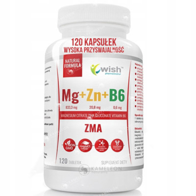 ZMA MAGNEZ + CYNK + B6 120 tabletek WISH wsparcie: ODPORNOŚĆ UKŁAD NERWOWY
