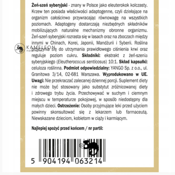 ŻEŃ-SZEŃ SYBERYJSKI ekstrakt Wsparcie: ODPORNOŚĆ PAMIĘĆ MÓZG 90kaps YANGO ŻEŃ-SZEŃ SYBERYJSKI ekstrakt Wsparcie: ODPORNOŚĆ PAMIĘĆ MÓZG 90kaps YANGO