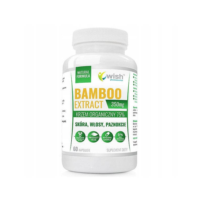 BAMBOO EKSTRAKT 350mg BAMBUS KRZEM ORGANICZNY SKÓRA WŁOSY PAZNOKCE 60k WISH