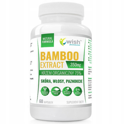 BAMBOO EKSTRAKT 350mg BAMBUS KRZEM ORGANICZNY SKÓRA WŁOSY PAZNOKCE 60k WISH
