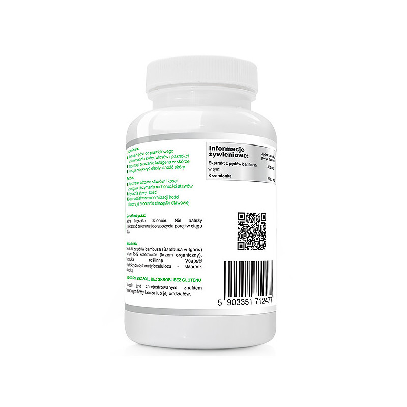 BAMBOO EKSTRAKT 350mg BAMBUS KRZEM ORGANICZNY SKÓRA WŁOSY PAZNOKCE 60k WISH